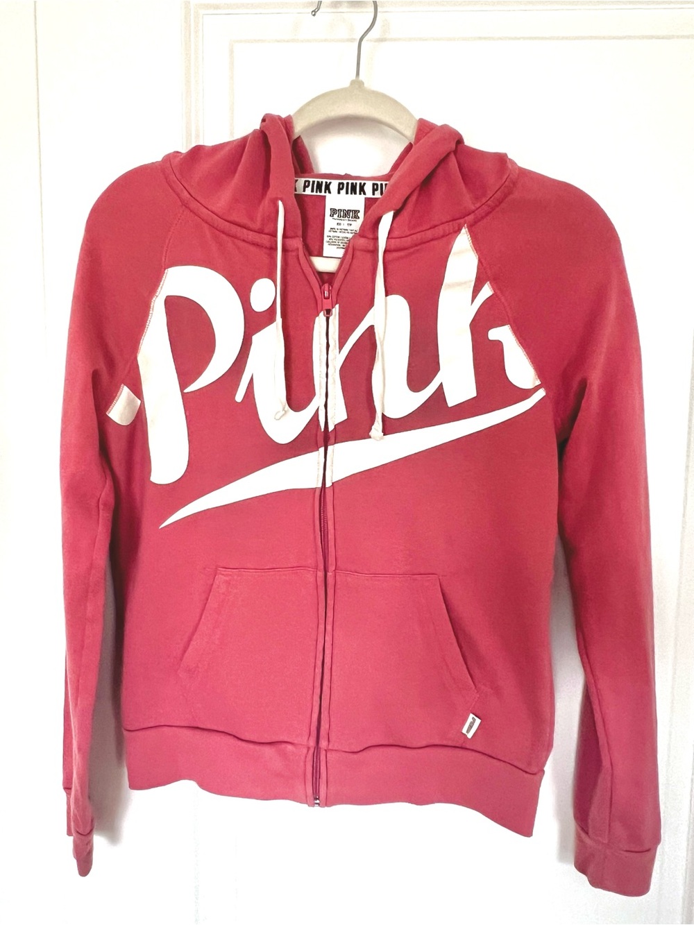 Victoria’s Secret PINK Full Zip Hoodie Pink White Logo XS
